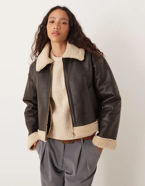  Jjxx Aviator Cropped Jacket In Brown 