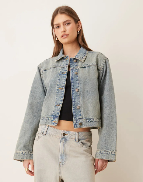  Jjxx Denim Boxy Jacket In Light Blue 