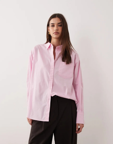  Jjxx Jamie Oversized Poplin Shirt In Pink 