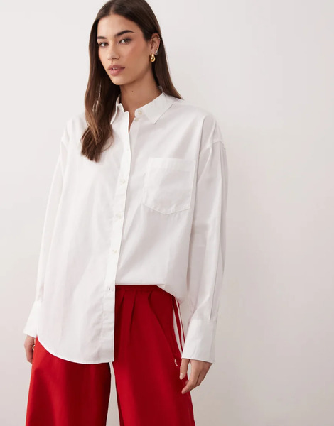  Jjxx Jamie Oversized Poplin Shirt In White 