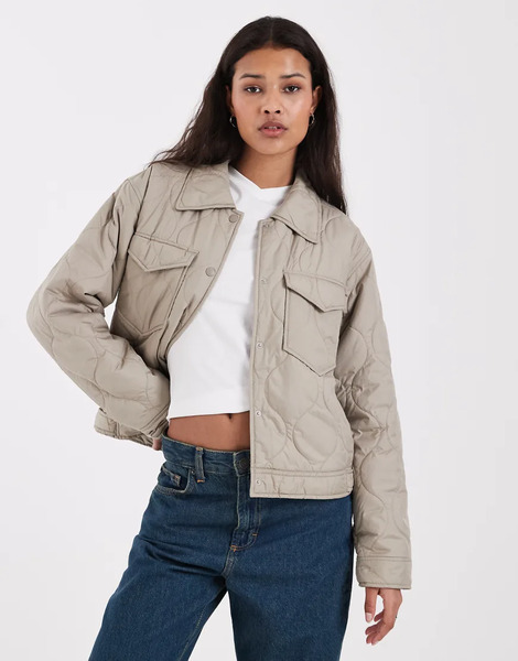  Jjxx Quilted Jacket In Khaki Green 