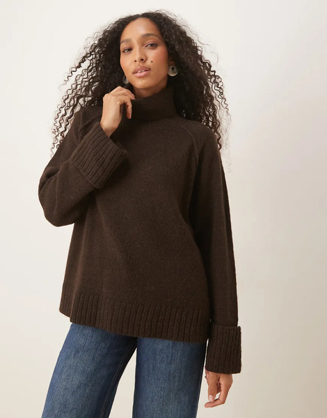  Jjxx Roll Neck Oversized Jumper In Brown 