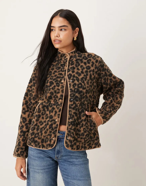  Jjxx Teddy Leopard Print Jacket In Multi 