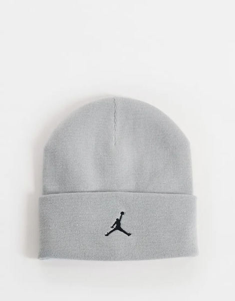  Jordan Essentials Satin Lined Beanie In Grey 