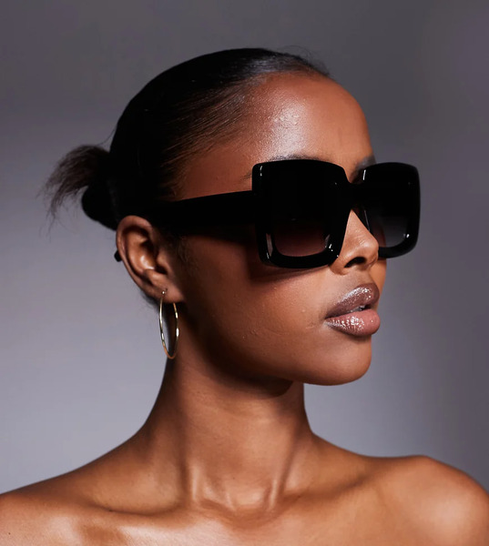  Kaiia Exclusive Oversized Chunky Square Sunglasses In Black 