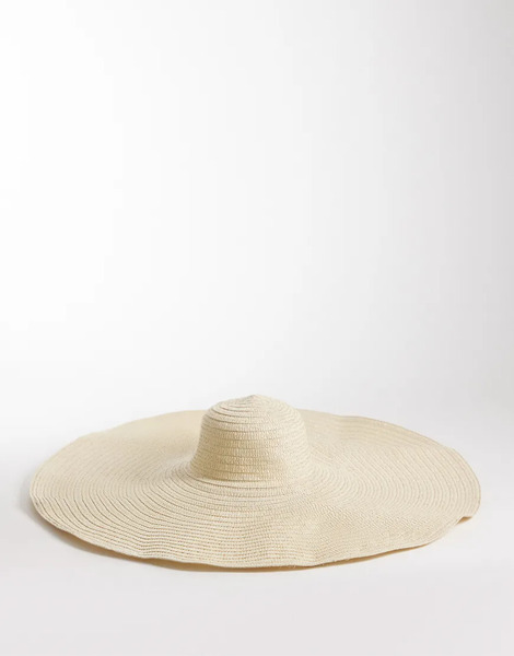  Kaiia Oversized Wide Brim Hat In Beige Neutral 