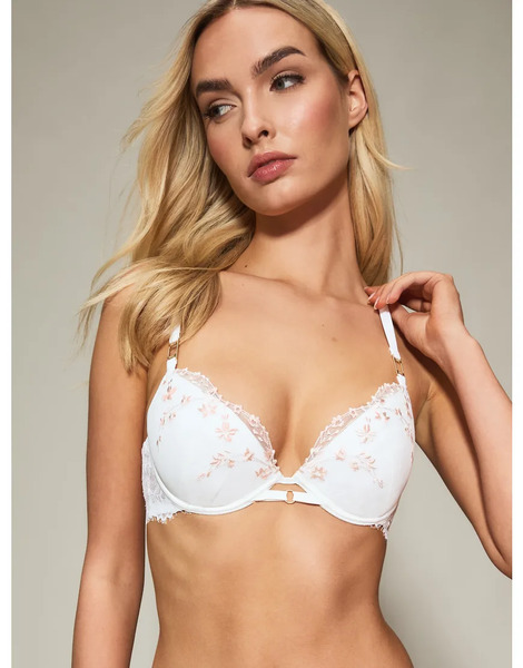  Kbx Hallie Padded Plunge Bra In White 