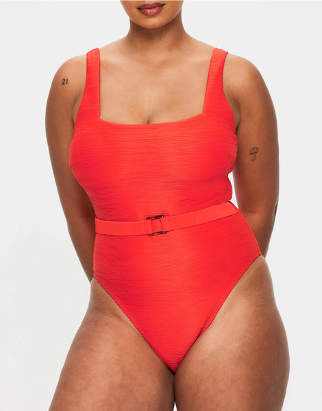  Kbx Swim Crinkle Swimsuit In Orange 