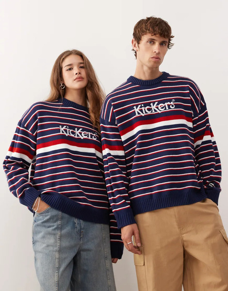  Kickers Stripe Sweatshirt In Red And Blue Stripe Navy 