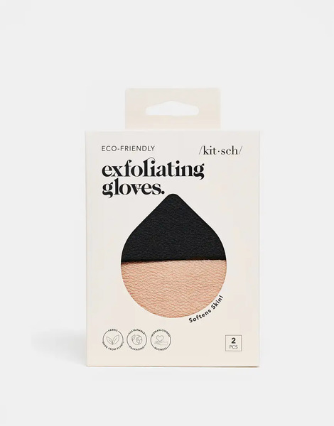  Kitsch Exfoliating Gloves 2pc Set   Black & Terracotta No Colour 