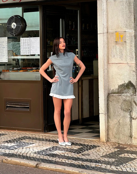  Labelrail X Barbara Ines Fitted Scuplted Mini Shift Dress In Grey 