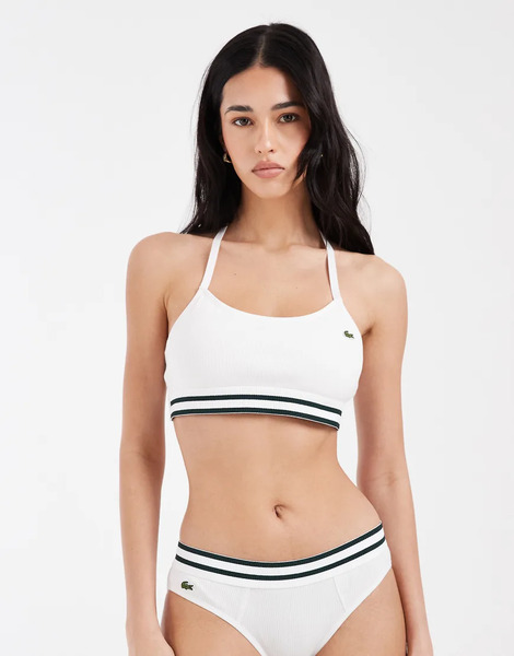  Lacoste Bralette With Racer Back In White 