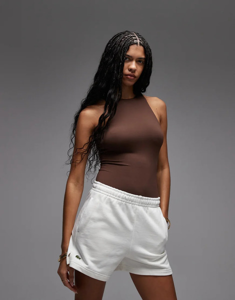  Lacoste Classic Logo Jersey Shorts In White 