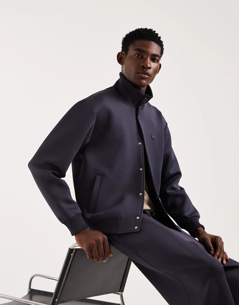  Lacoste Co Ord Bomber Jacket In Navy Grey 