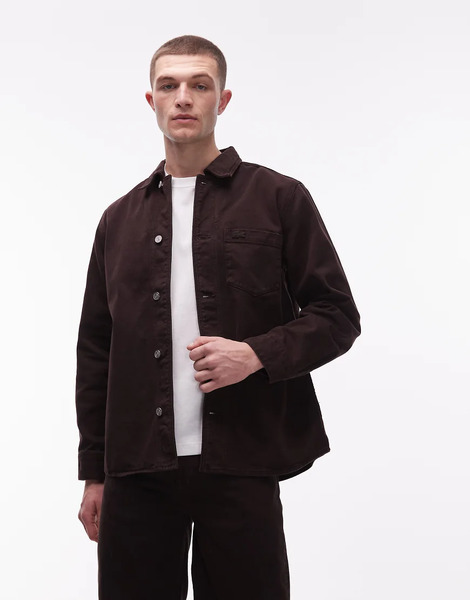  Lacoste Denim Overshirt Co Ord In Brown 