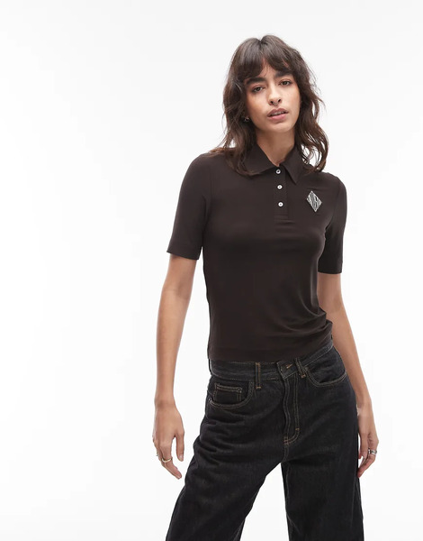  Lacoste Knitted Polo In Brown 
