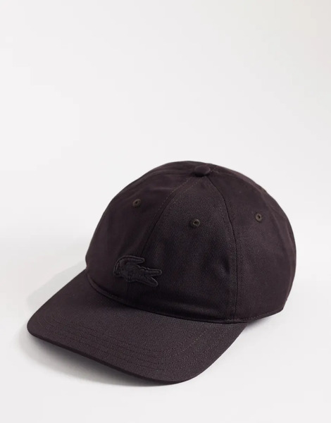  Lacoste Large Croc Logo Cap In Brown 