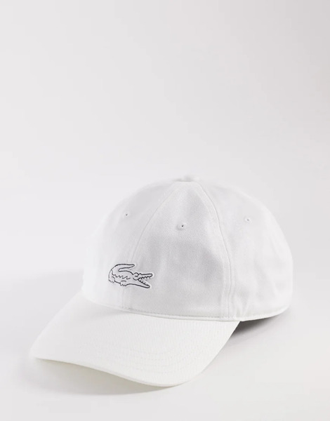  Lacoste Large Croc Logo Cap In White 