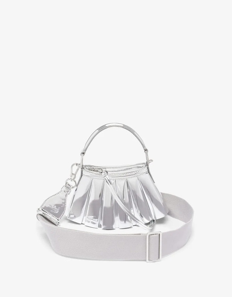  Lacoste Lenglen Mini Leather Logo Bag In Silver 