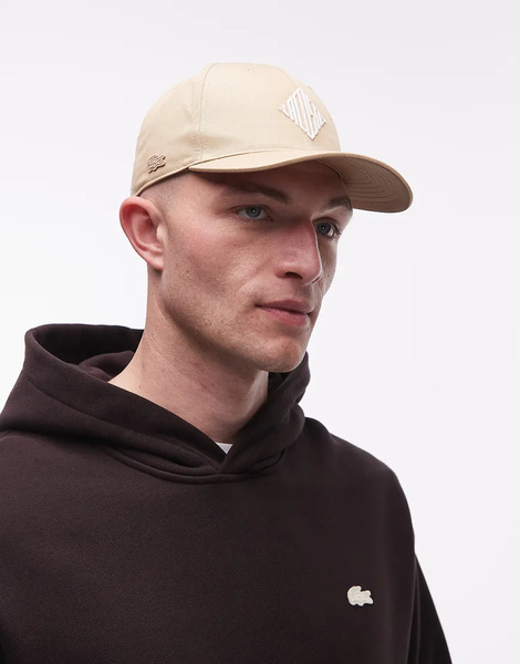  Lacoste Logo Cap In Beige Neutral 