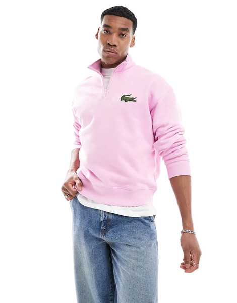  Lacoste Loose Fit High Neck Fleece Sweatshirt White 