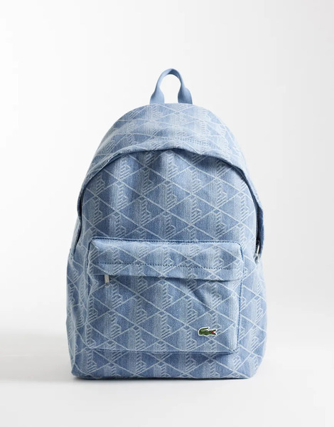  Lacoste Monogram Backpack In Blue 