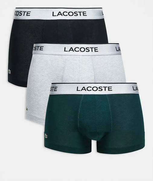  Lacoste 3 Pack Metallic Band Trunks In Multi 