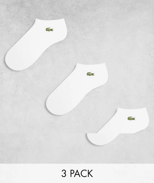  Lacoste 3 Pack Trainer Socks In White 