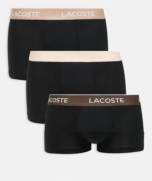  Lacoste 3 Pack Trunks In Black Multi 