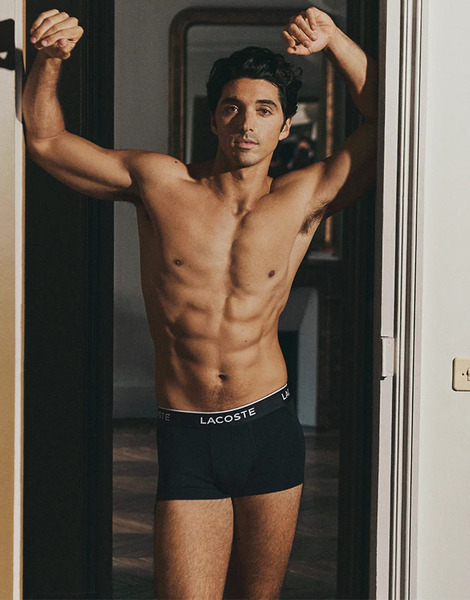  Lacoste 3 Pack Trunks In Black 