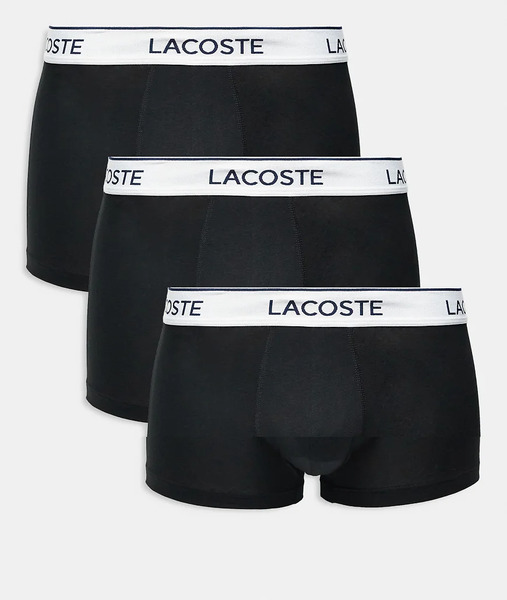  Lacoste 3 Pack Trunks In Black 