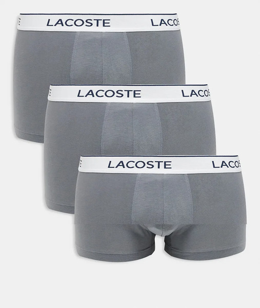  Lacoste 3 Pack Trunks In Grey 