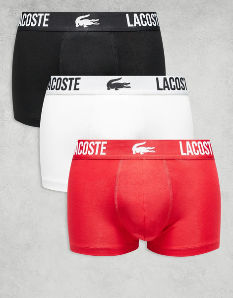  Lacoste 3 Pack Trunks In Multi 