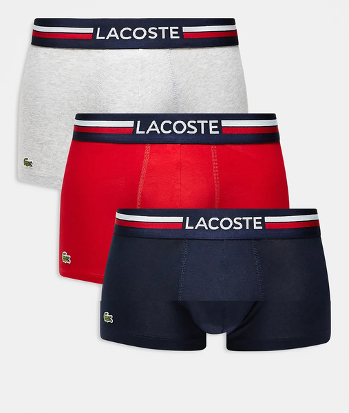  Lacoste 3 Pack Trunks In Multi 