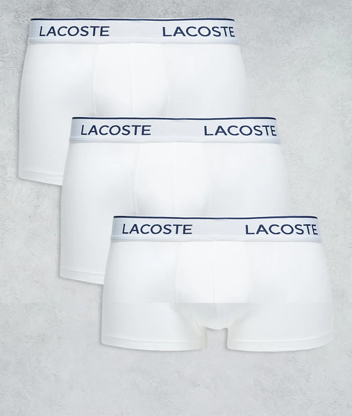  Lacoste 3 Pack Trunks In White 