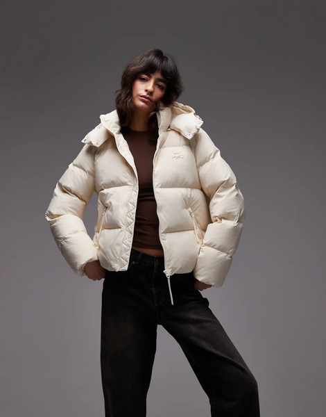 Lacoste Puffer Jacket In Cream White 