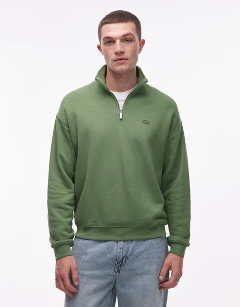  Lacoste Quarter Zip Sweatshirt In Green 