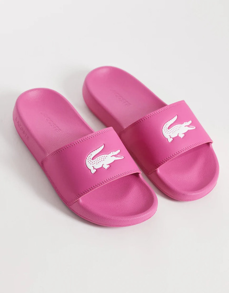  Lacoste Serve 0.0 Logo Sliders In Pink 
