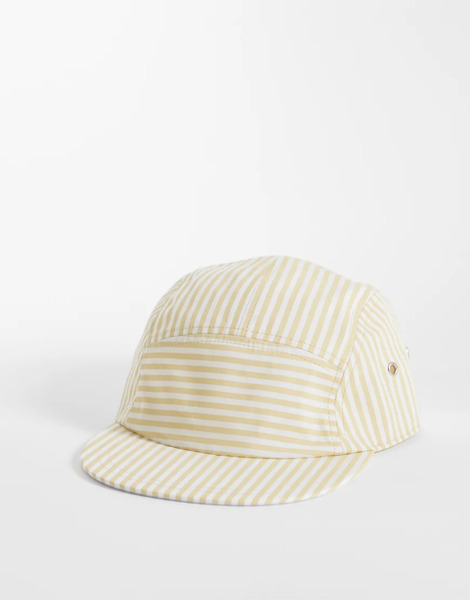  Lacoste Stripe 5 Panel Cap In Beige Neutral 
