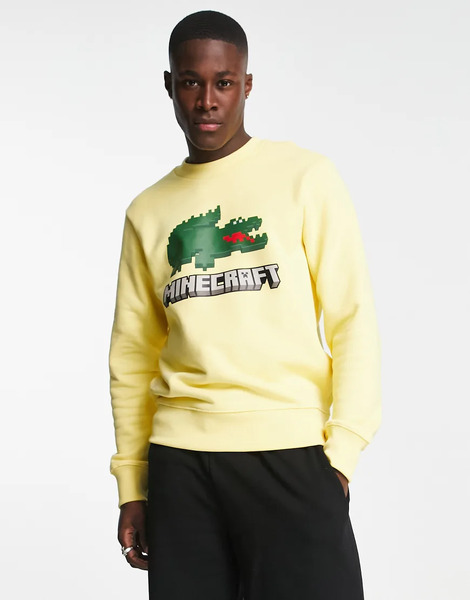  Lacoste X Minecraft Logo Sweatshirt In Yellow 