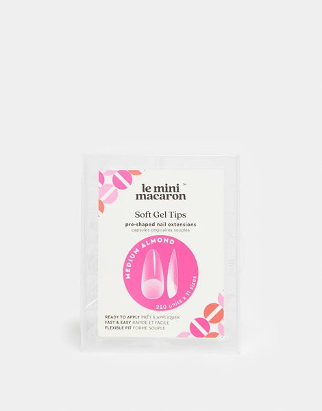  Le Mini Macaron Gel Nail Tip Medium Almond No Colour 