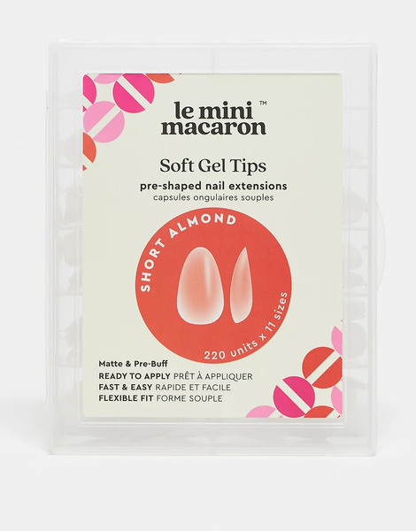  Le Mini Macaron Gel Nail Tip Short Almond No Colour 