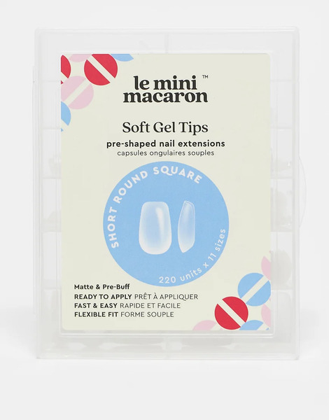  Le Mini Macaron Gel Nail Tip Short Round Square No Colour 