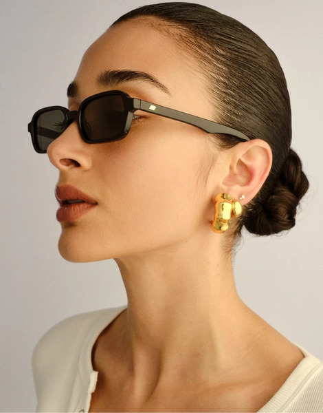  Le Specs Pilferer Rectangle Sunglasses In Black 