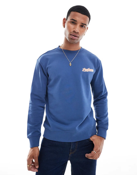  Lee Script Logo Sweatshirt In Dark Blue Navy 