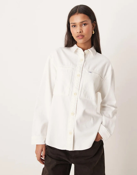  Lee Utility Overshirt In Powder White 
