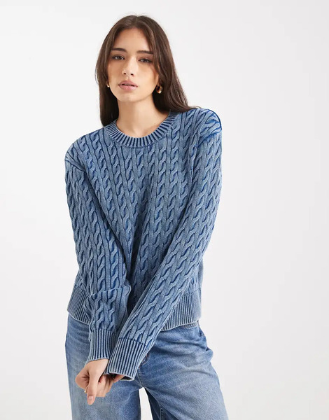 Levi's Boyfriend Cable Knitted Jumper In Blue 