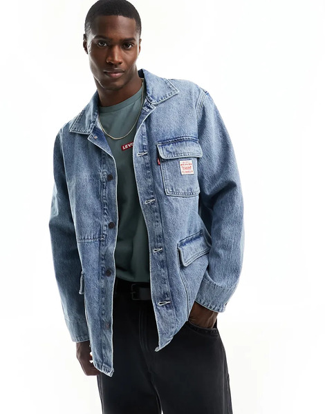  Levi's Broadway Engineer Denim Jacket In Light Blue Wash 