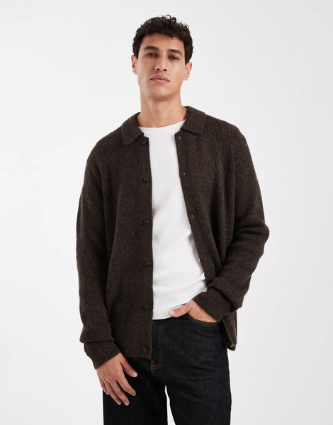  Levi's Button Down Polo Jumper In Brown 