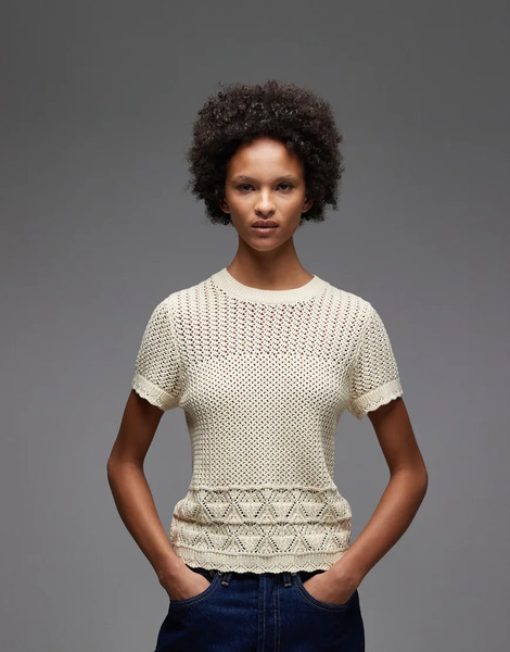  Levi's Crochet Knitted Top In Ecru White 